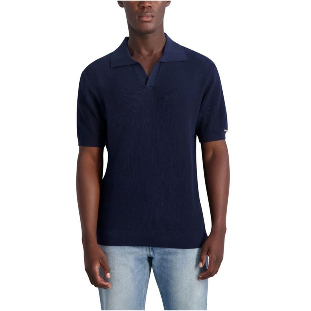 Karl Lagerfeld Mens Johnny Collar Texture Sweater Polo Shirt, NWT